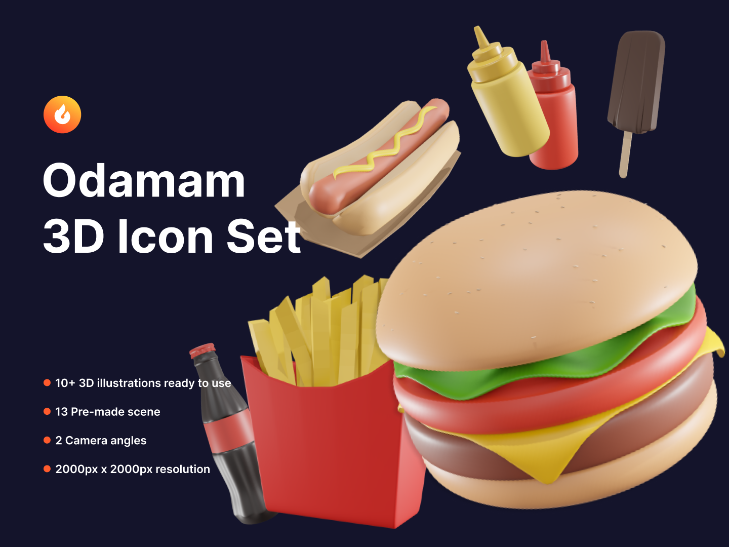 Odamam 3D美食图标 .fig素材下载 – UI8多色图标设计