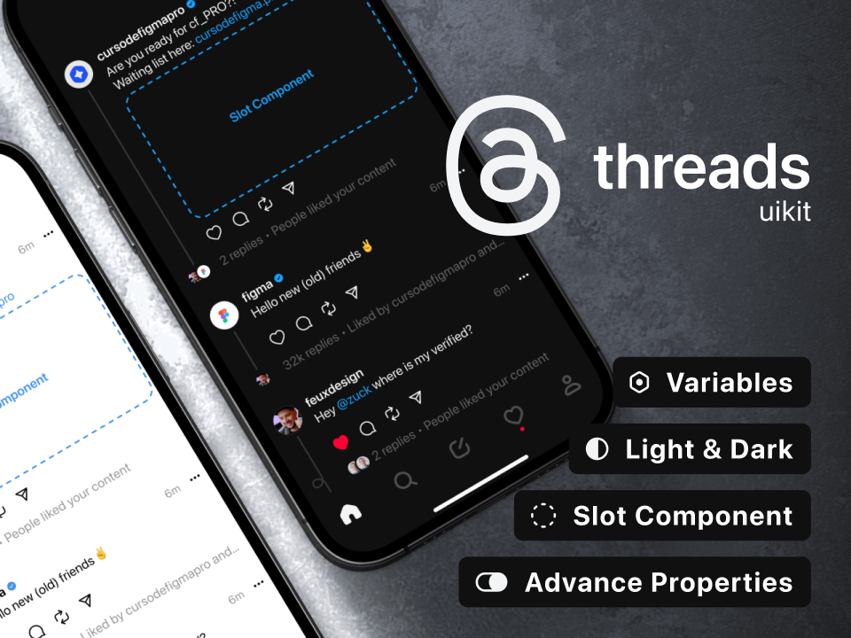 Threads UI Kit + Variables for Figma – Social App UI8 Download