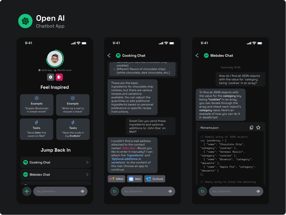 ChatGPT App UI Design素材下载 – UI8 Figma Profile AI