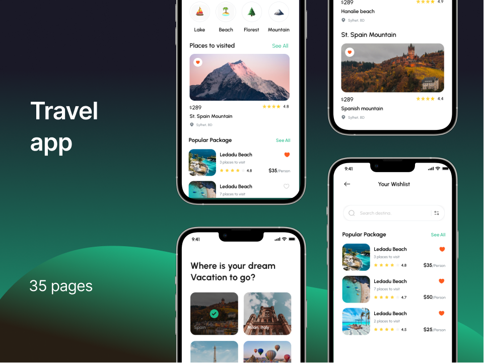 旅行App成套UI设计素材下载