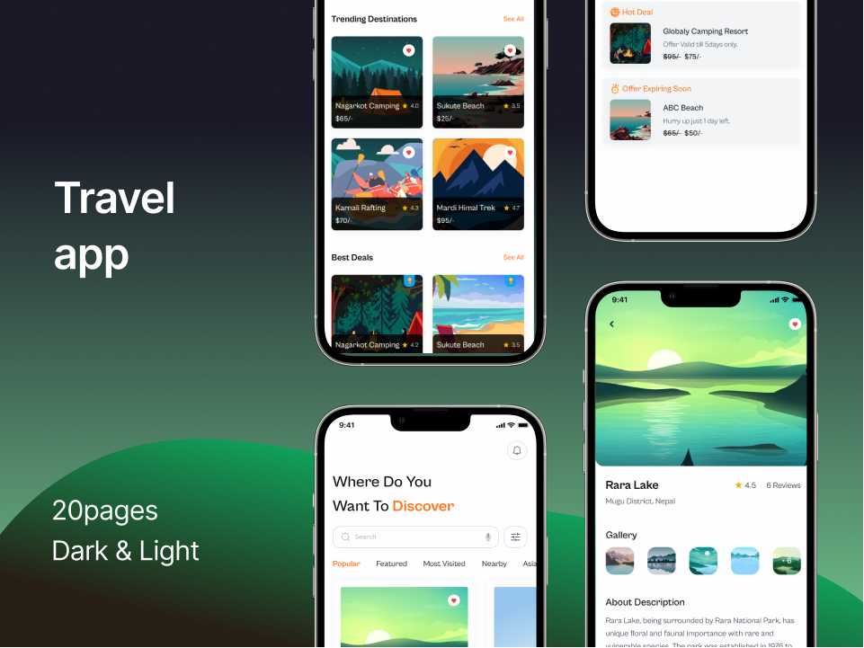 旅游App UI设计素材下载 – Figma成套素材