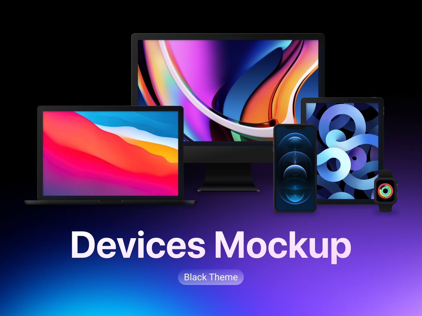 深空灰Apple设备样机Mockup .fig素材下载 – UI8素材