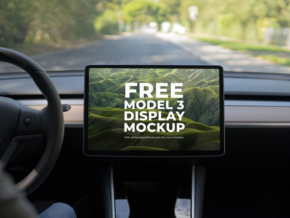 特斯拉Model 3车载大屏UI设计PSD素材免费下载