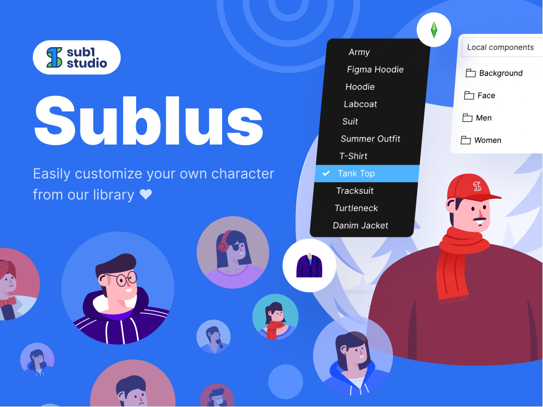 SUBLUS插画生成工具包uikit .fig素材下载 – UI8插画设计工具包