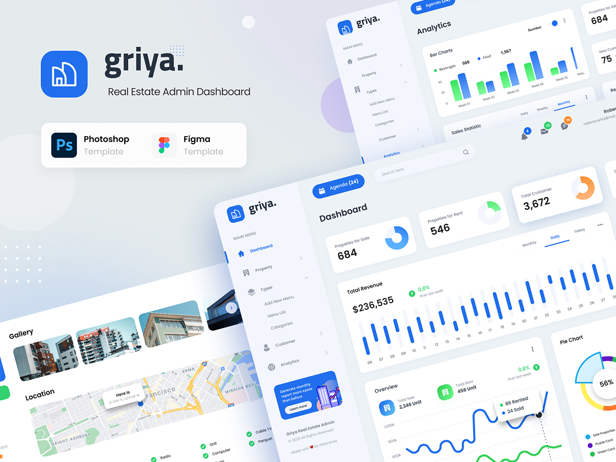 griya 地产销售服务平台后台UI设计素材下载