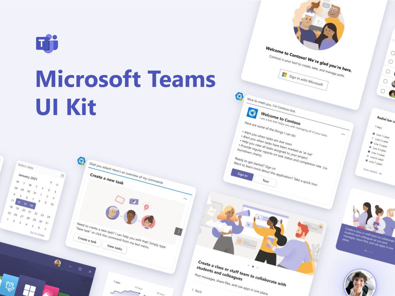 Microsoft Teams UI Kit saas服务UI设计素材下载
