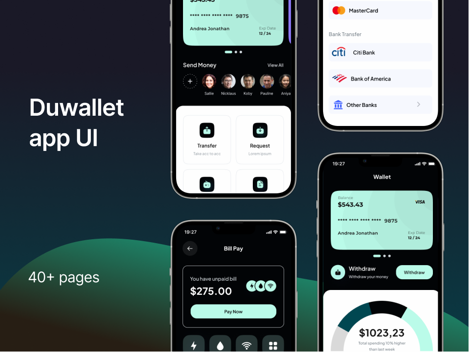 Duwallet 金融支付钱包app UI设计素材源文件下载