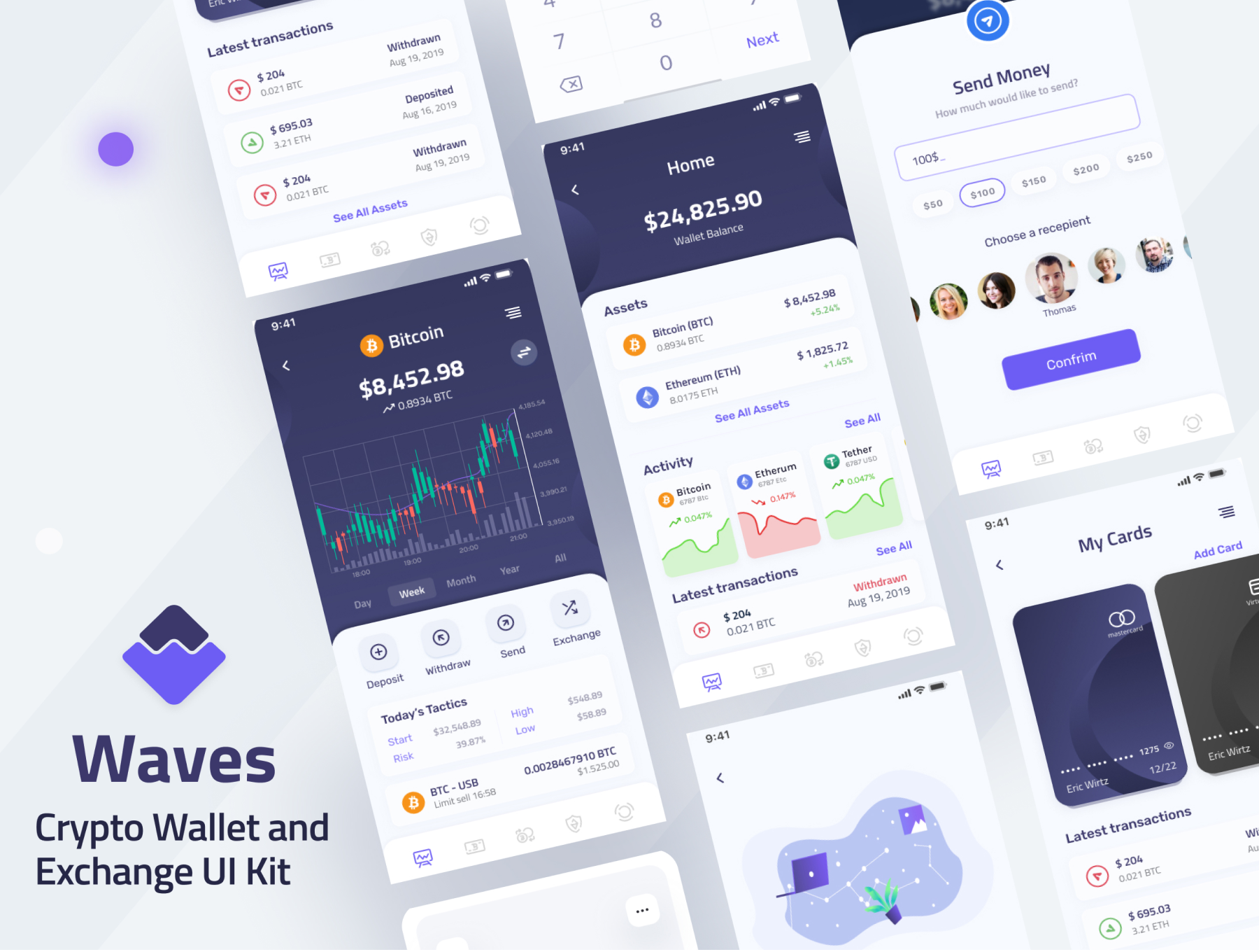 Waves数字货币钱包交易app UI设计源文件