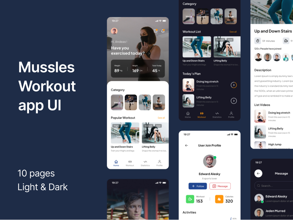 Mussles 运动健身app UI素材集Mussles 运动健身app UI8素材下载Mussles 运动健身app Fig素材下载
