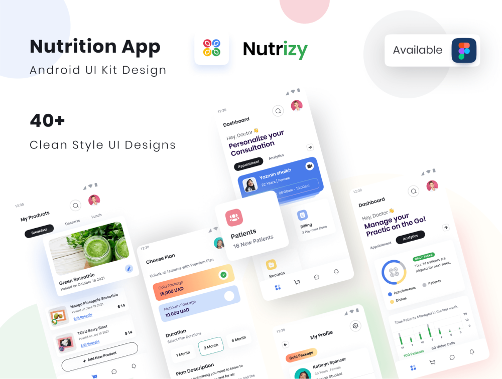Nutrizy健康咨询app UI设计素材下载