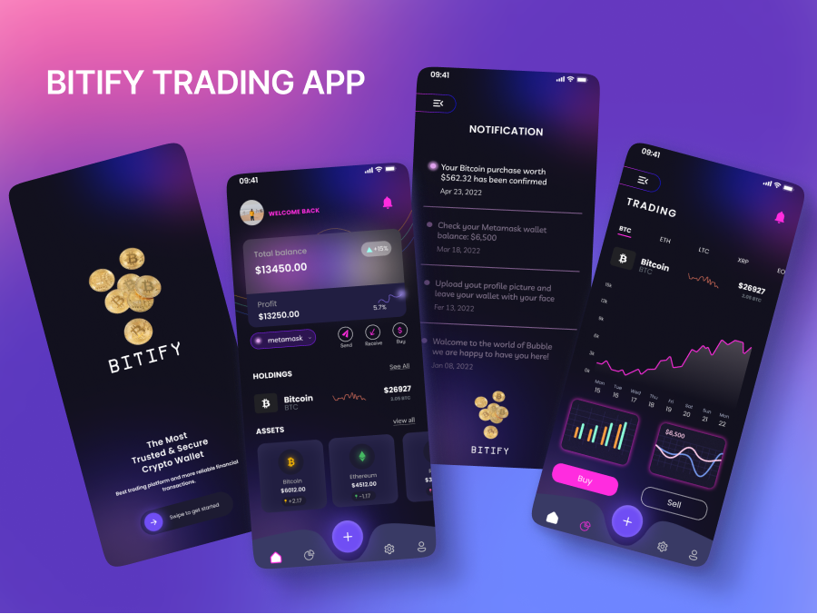 数字货币交易平台App UI设计素材下载