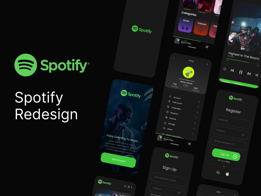 Spotify音乐App界面UI优化设计素材下载