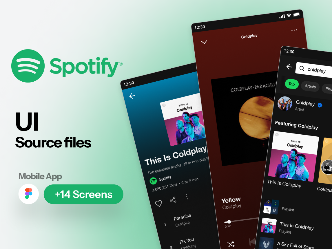 Spotify音乐App UI设计素材Figma下载
