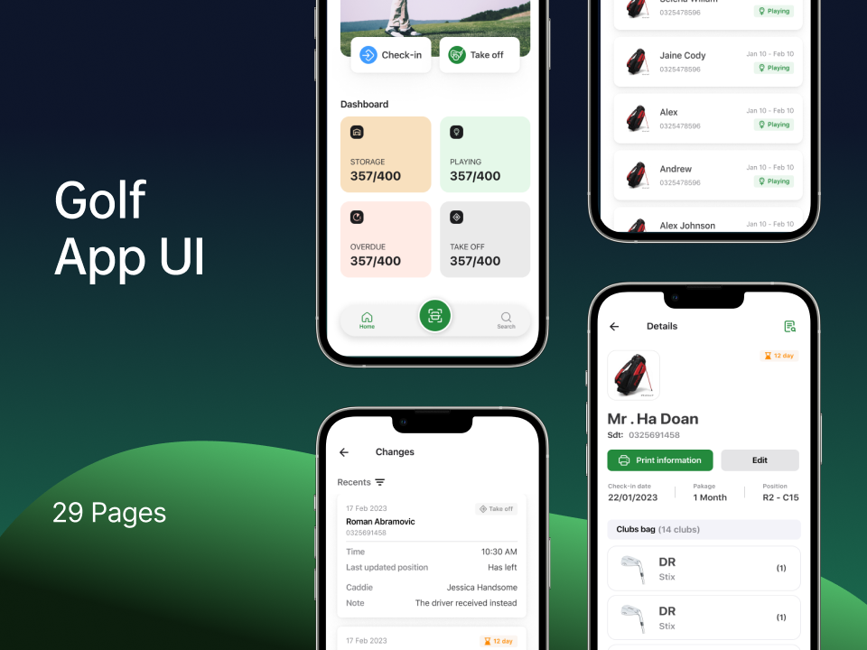 高尔夫app UI设计素材下载