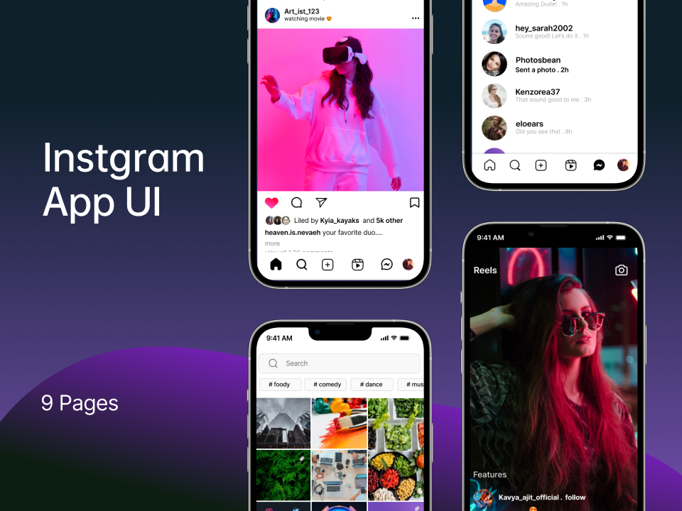社交App Instagram UI交互原型设计素材下载