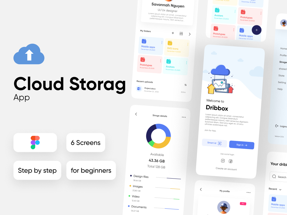 云存储App UI素材下载 – Figma源文件