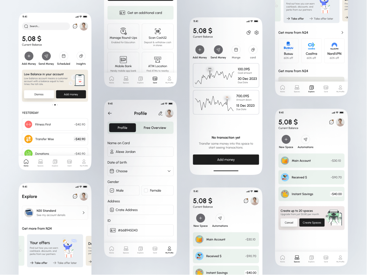 金融App UI设计素材下载 – Figma UI8