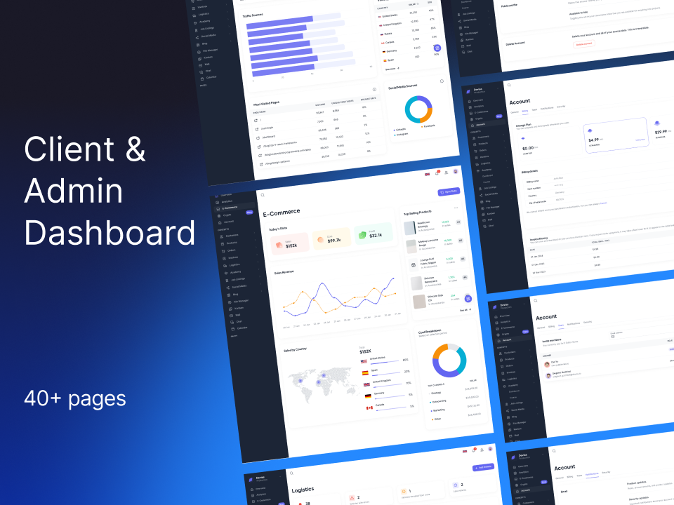 UI设计素材下载：Client & Admin Dashboard Figma模板