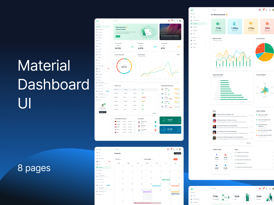 Material UI Dashboard-UI8素材下载-Figma-网页模板