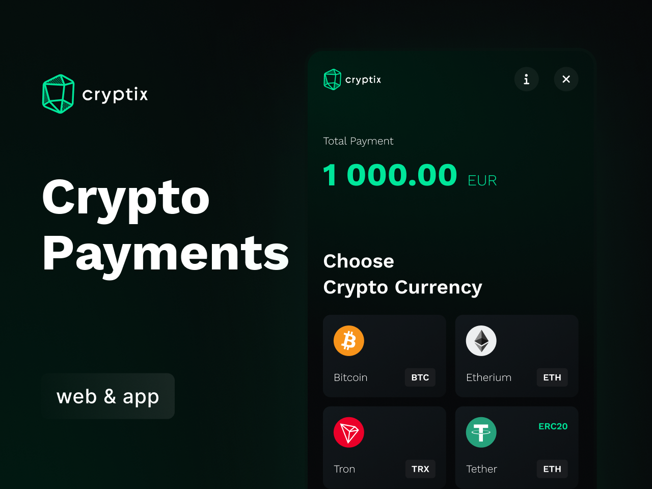 Cryptix Payment System 数字加密货币平台UI 设计素材下载