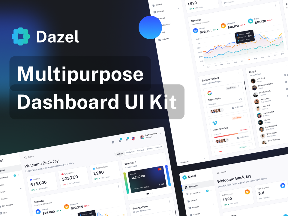 UI设计素材下载：多用途Dashboard成套Figma模板