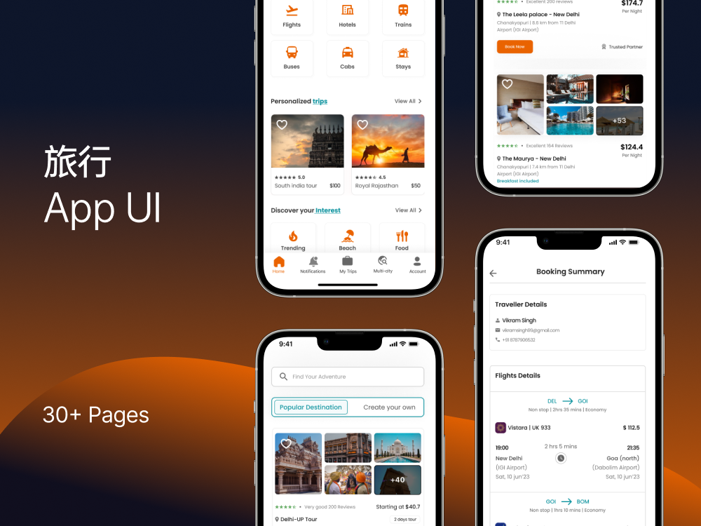 旅行App UI设计素材下载 – Figma成套设计源文件