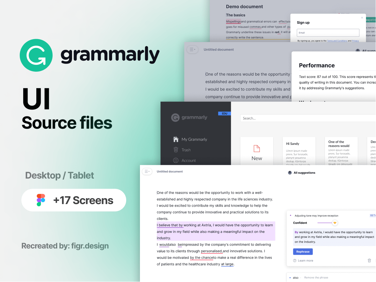 Grammarly UI设计源文件 – Figma素材下载