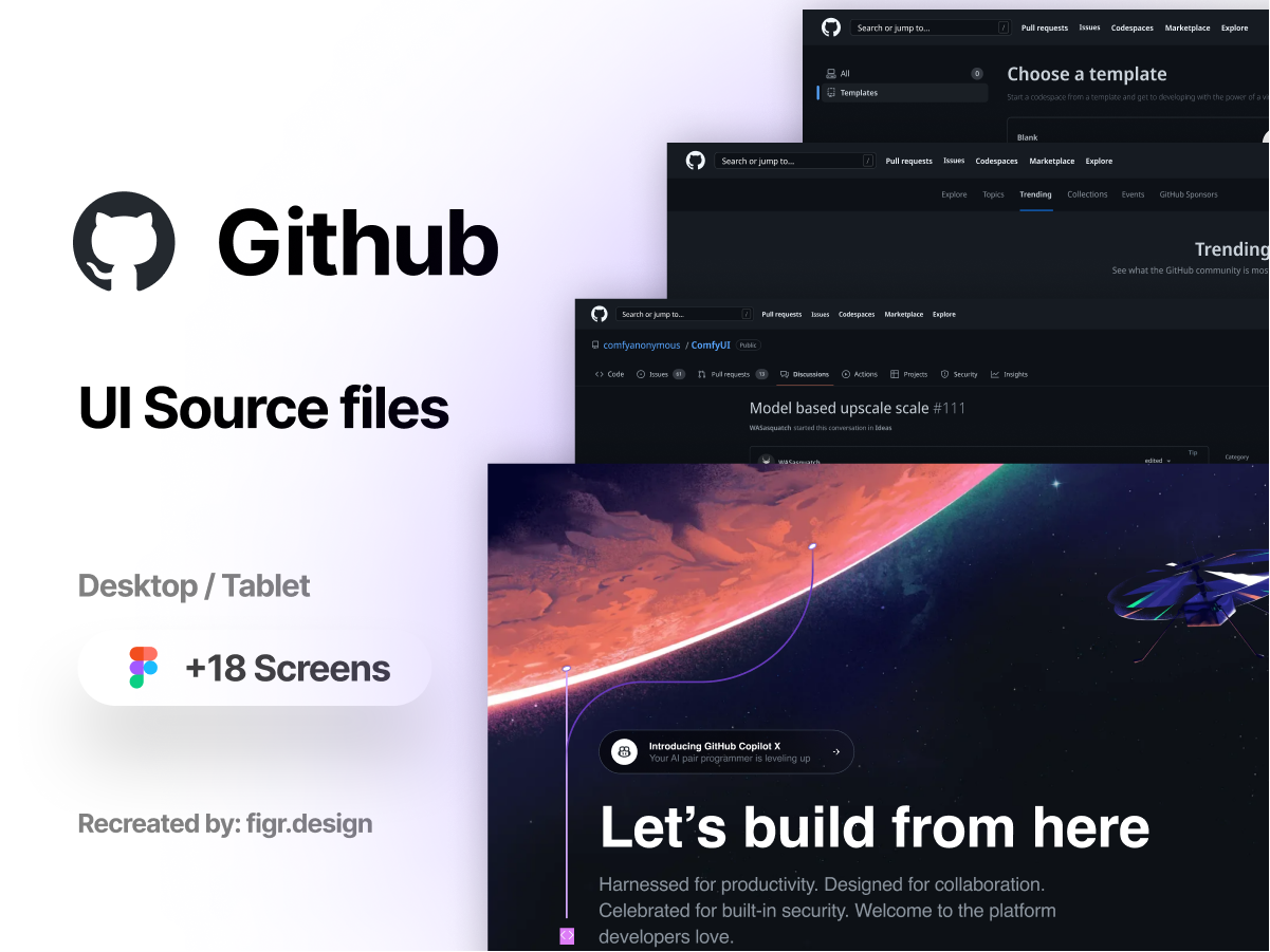 Github网站UI设计.fig素材下载 – UI素材，Figma成套素材，网页模板