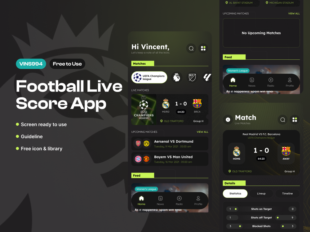足球赛事直播App UI设计素材下载 – Figma源文件