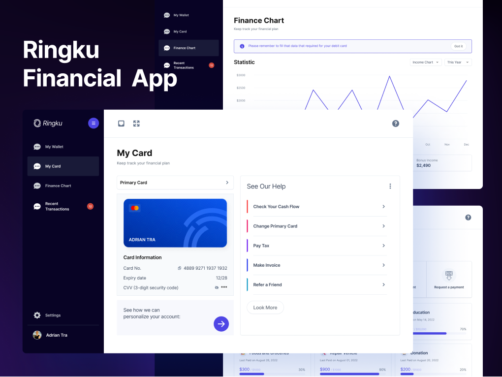 Ringku金融Web & App UI设计素材下载 – UI8 App Dashboard Figma Template