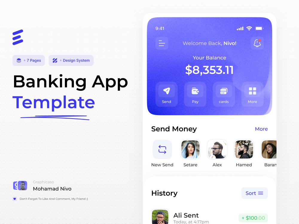 金融银行App UI设计素材下载 – Figma Wallet界面