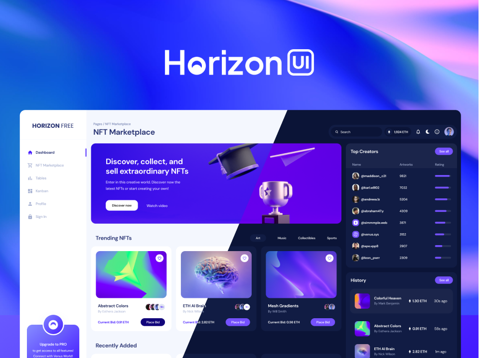 Horizon UI 后台dashboard 完整.fig素材下载