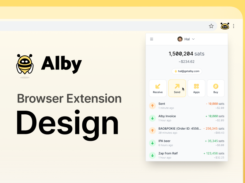 数字钱包Alby 浏览器插件UI设计素材下载