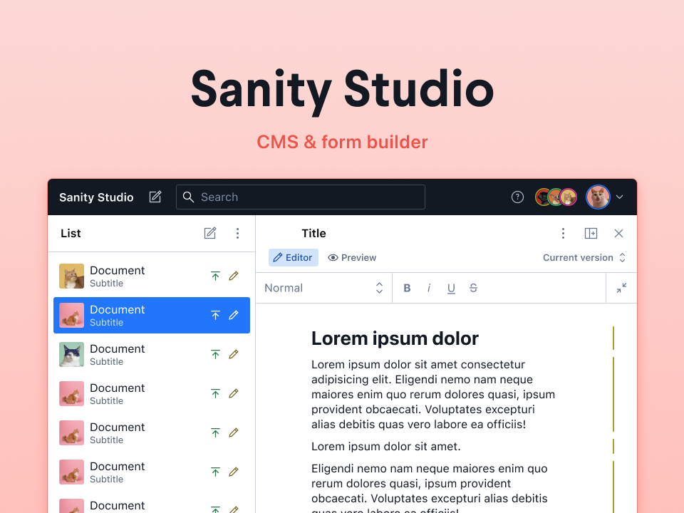 Sanity Studio Builder CMS后台界面UI .fig素材免费下载