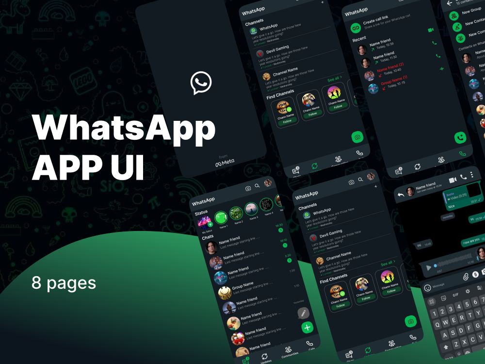 Whatsapp社交App UI设计素材下载