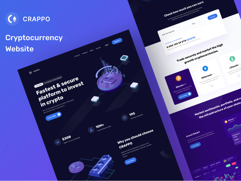 CRAPPO数字货币网站落地页设计模板UI素材下载
