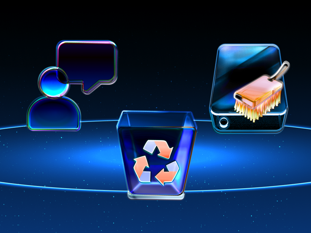 暗夜风格玻璃水晶3D图标UI素材优化源文件