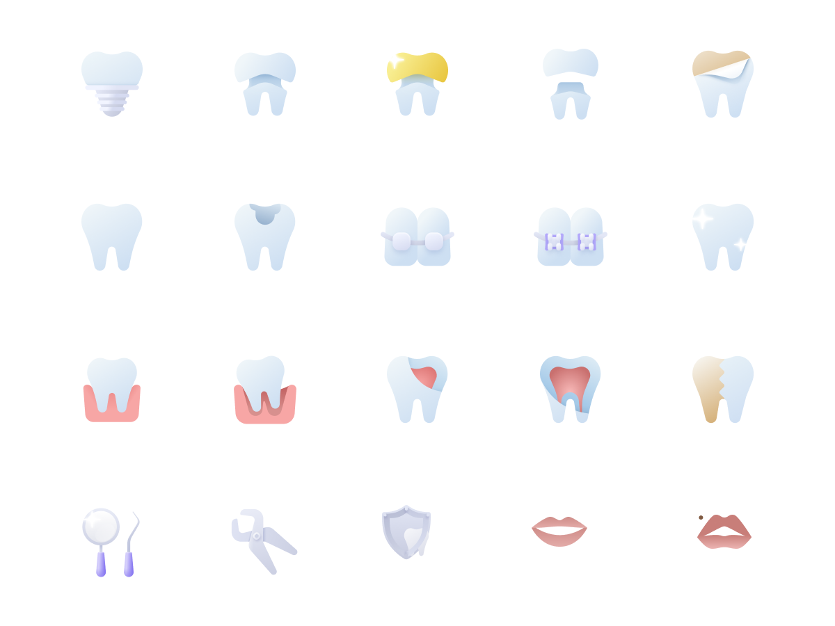 牙科医疗图标素材下载 – UI8 Figma双色图标