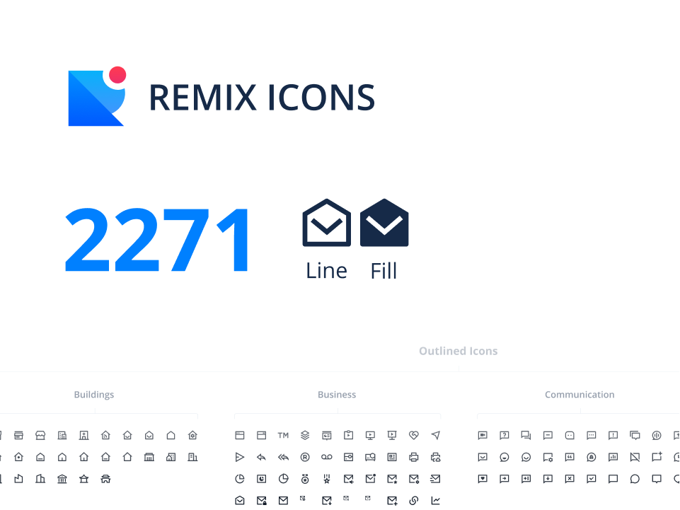 Remix Icons 2200+单色图标 .fig素材下载